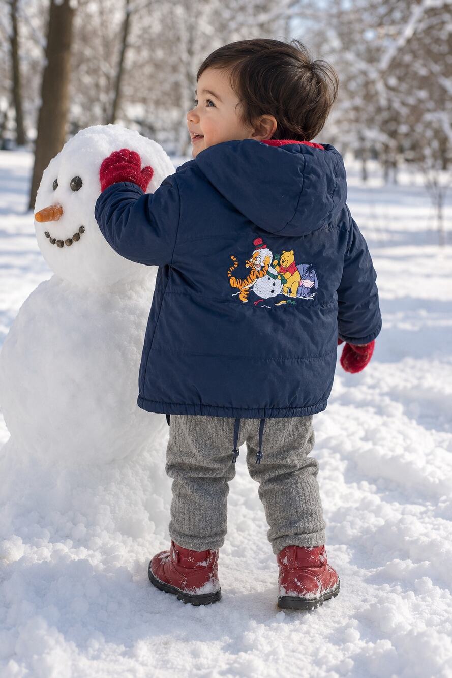 Vintage Disney Store Winnie Pooh 18M Navy Winter Coat Embroidered Kidcore